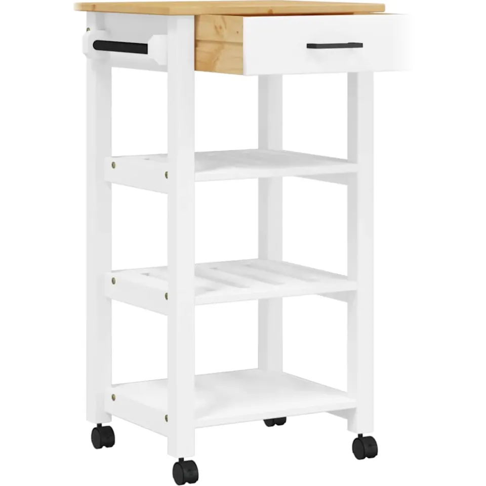 vidaXL Keukentrolley MONZA 48x40x88,5 cm massief grenenhout wit, foto 4