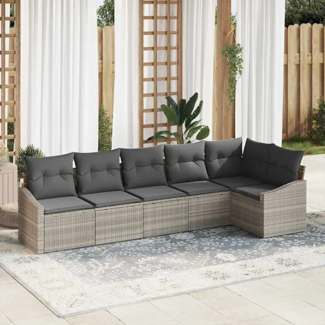vidaXL Tuinbankenset 6 st Lichtgrijs poly rattan, foto 2