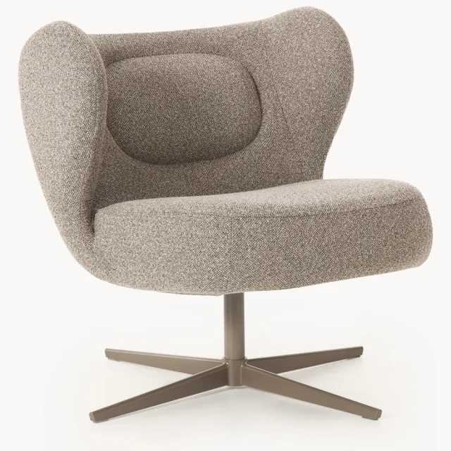 Westwing Collection Bouclé draaibare loungefauteuil Marlon Taupe