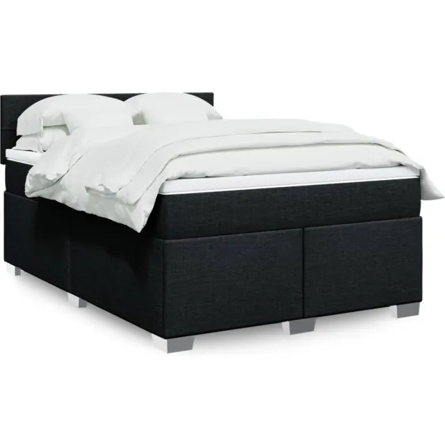 vidaXL Boxspring met matras stof zwart 160x200 cm
