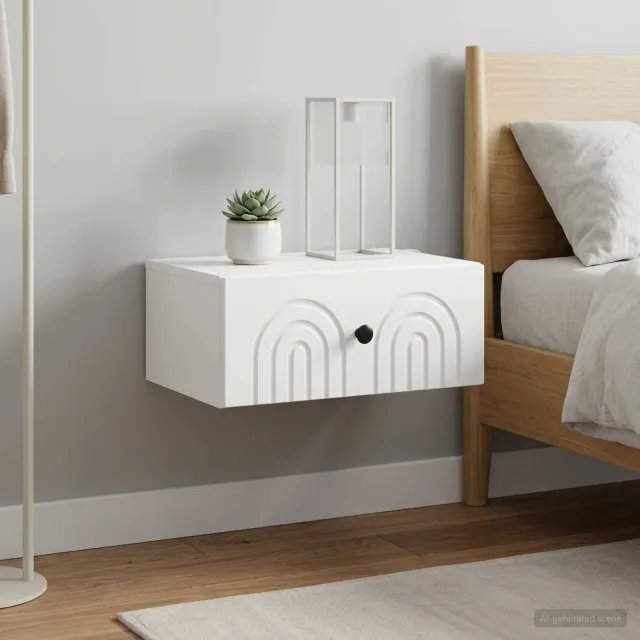 vidaXL Wandbeugel Bedkast 2 st Wit 49 x 34,5 x 20 cm Bewerkt hout