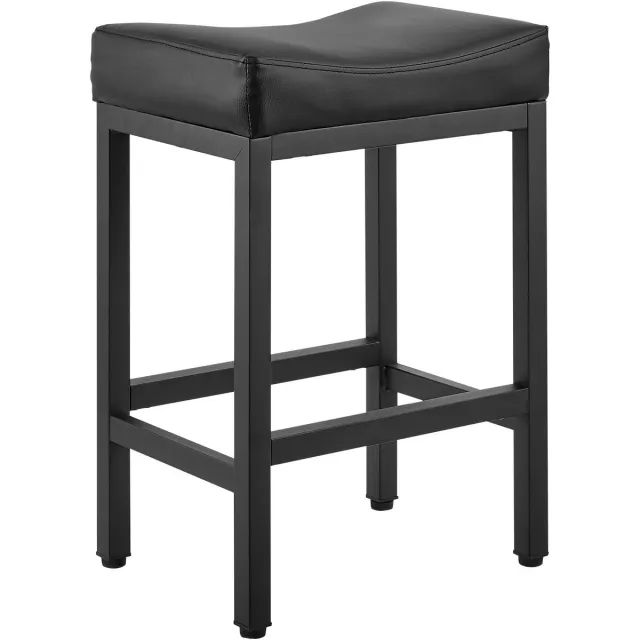 Vevor barkrukken, barkrukken van PU-leer, 2 stuks, bistrokrukken (645 mm hoog) met gevoerde zitting en metalen poten, keukenkrukken (draagvermogen 136,1 kg) voor eetkamer, bar, bank, café, bistro, zwart