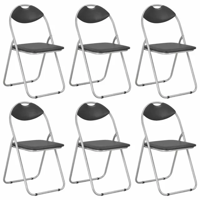 vidaXL Opklapbare stoelen, 6 stuks, zwart kunstleer