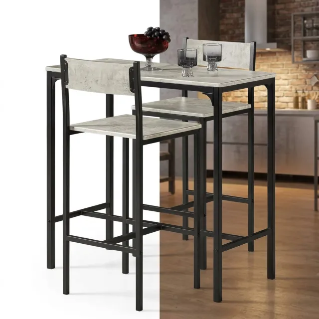 GranMaison Bartafel Tuin - Bartafel Set - Barkruk - Barstoel - Tuinstoel - Voetsteun - Zwart Grijs + Zwart