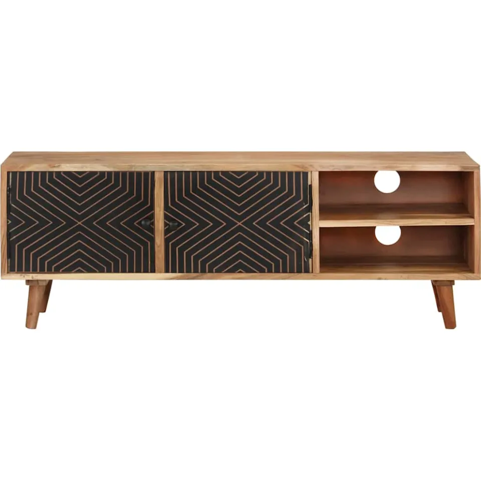 vidaXL Tv-meubel 115x30x39 cm massief acaciahout bruin, foto 2