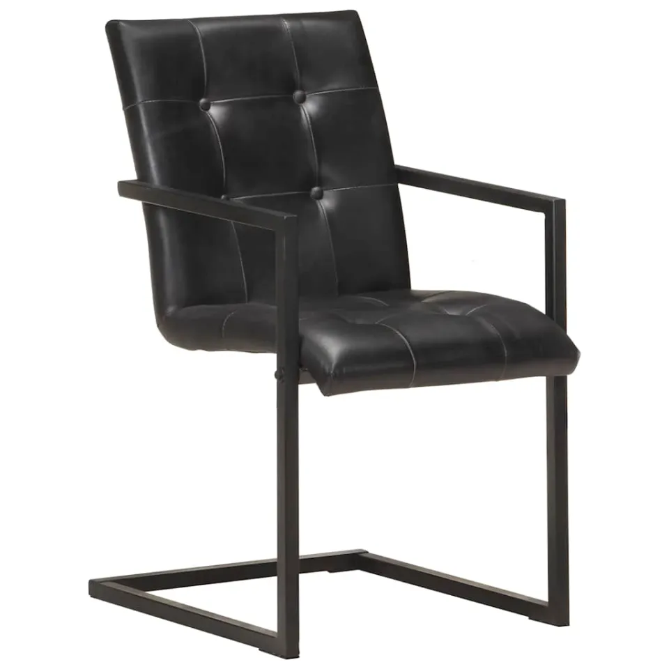 vidaXL Eetkamerstoelen 2 st echt leer zwart, foto 2