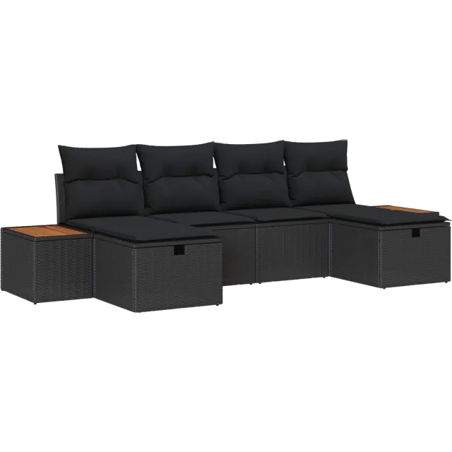 vidaXL Tuin Sofa Set 6 st Zwart poly rattan