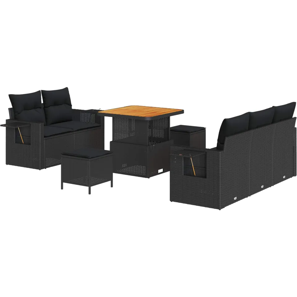 vidaXL Tuin Sofa Set 8 st Zwart poly rattan