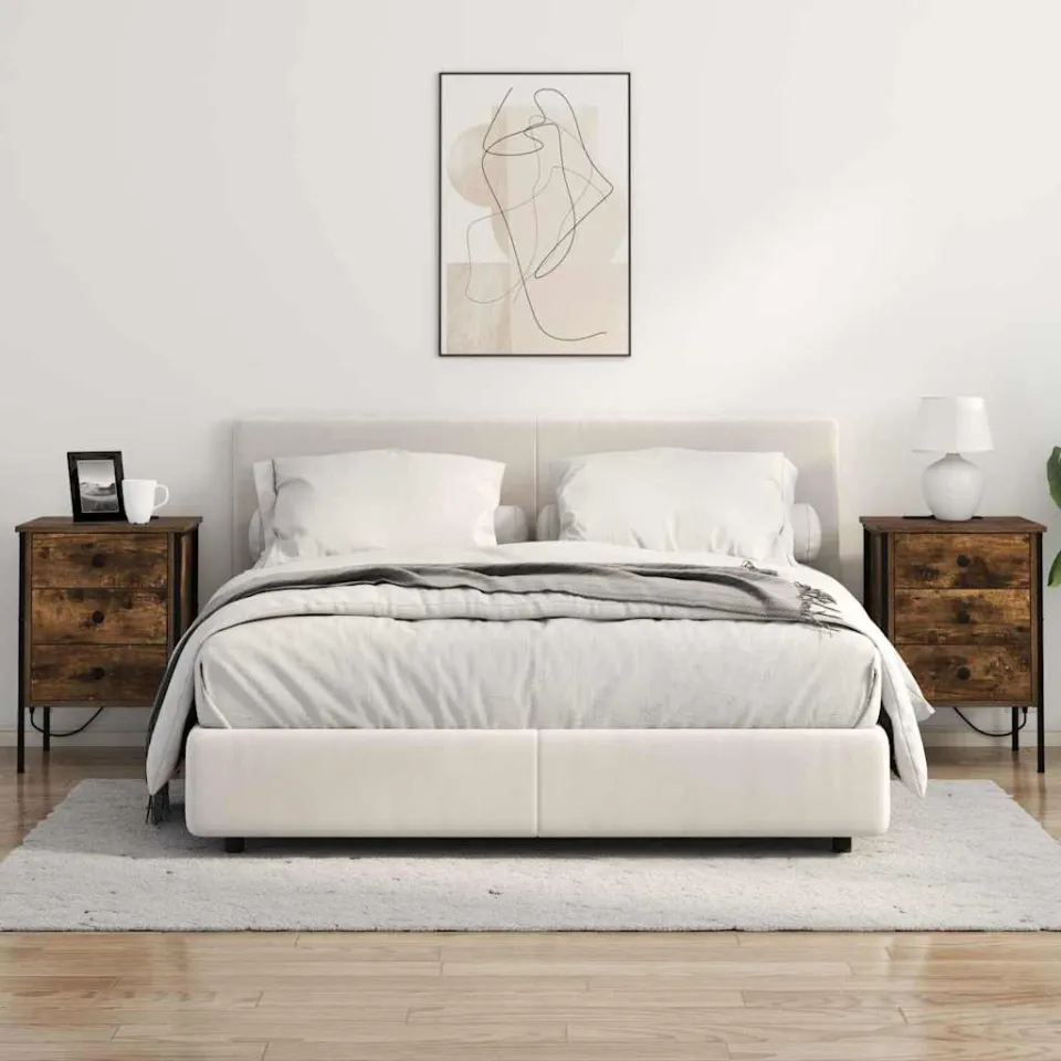 vidaXL Nachtkastje 2 st Gerookt eiken 42 x 41 x 61 cm Bewerkt hout, foto 4