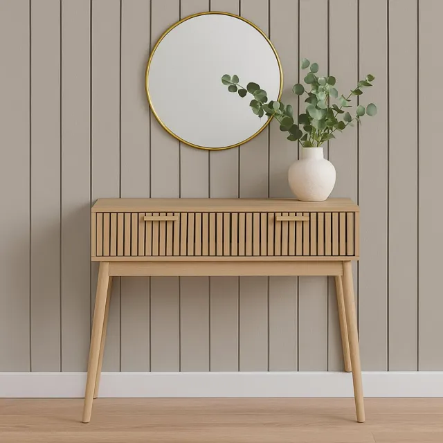 MISOU Klaus Sidetable - Kaptafel - Make up tafel - Met Lades - Haltafel - Consoletafel - Wandkastje - Tafel - Wandtafel - Muurtafel - Hout Bruin