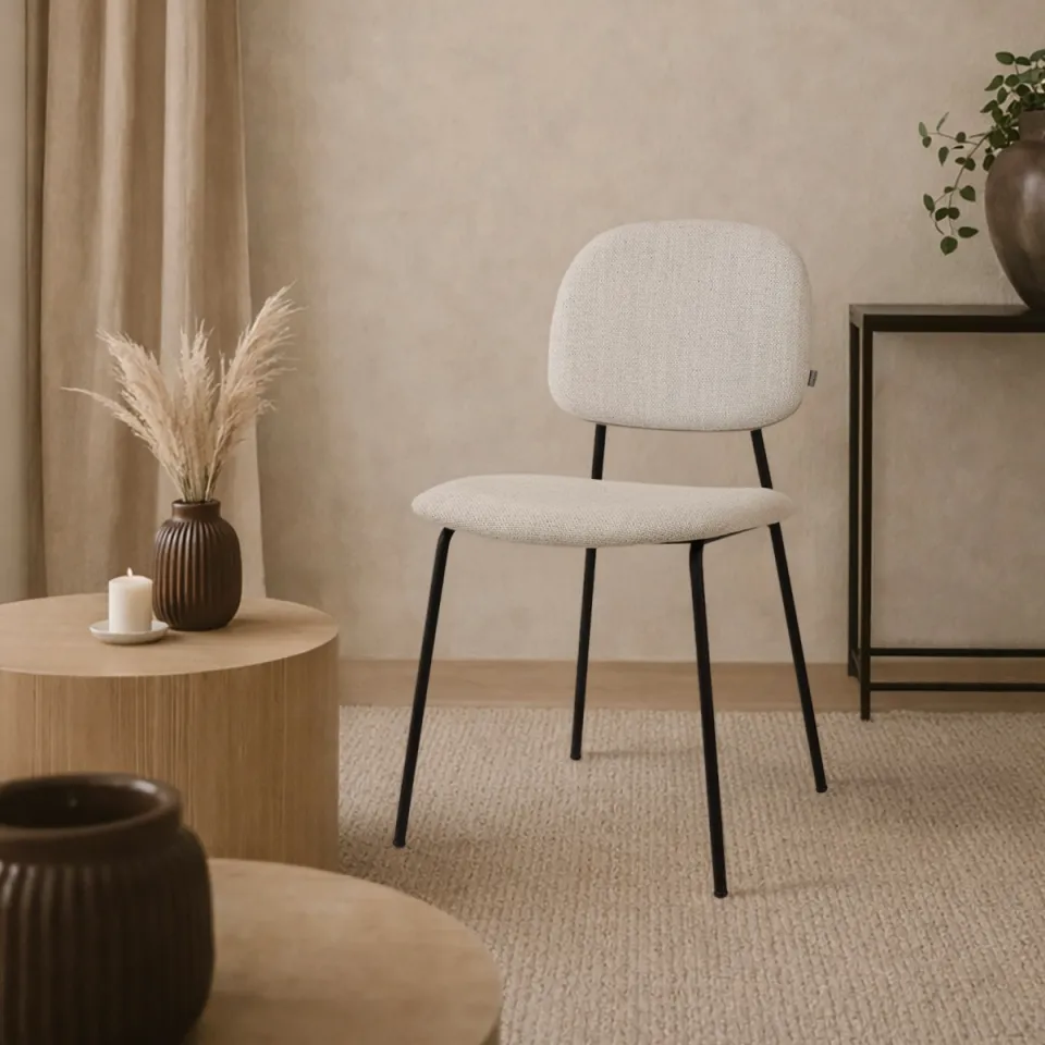 Nolon Jasmijn eetkamerstoel beige melange - zwart onderstel, foto 2