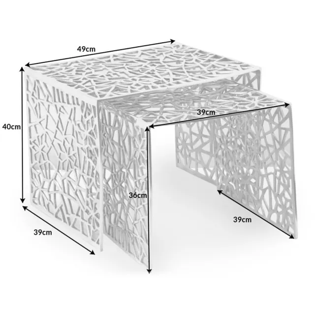 Invicta Interior Handgemaakte salontafel ABSTRACT 49cm set van 2 zilver in Gap-design - 38965 Zie omschrijving