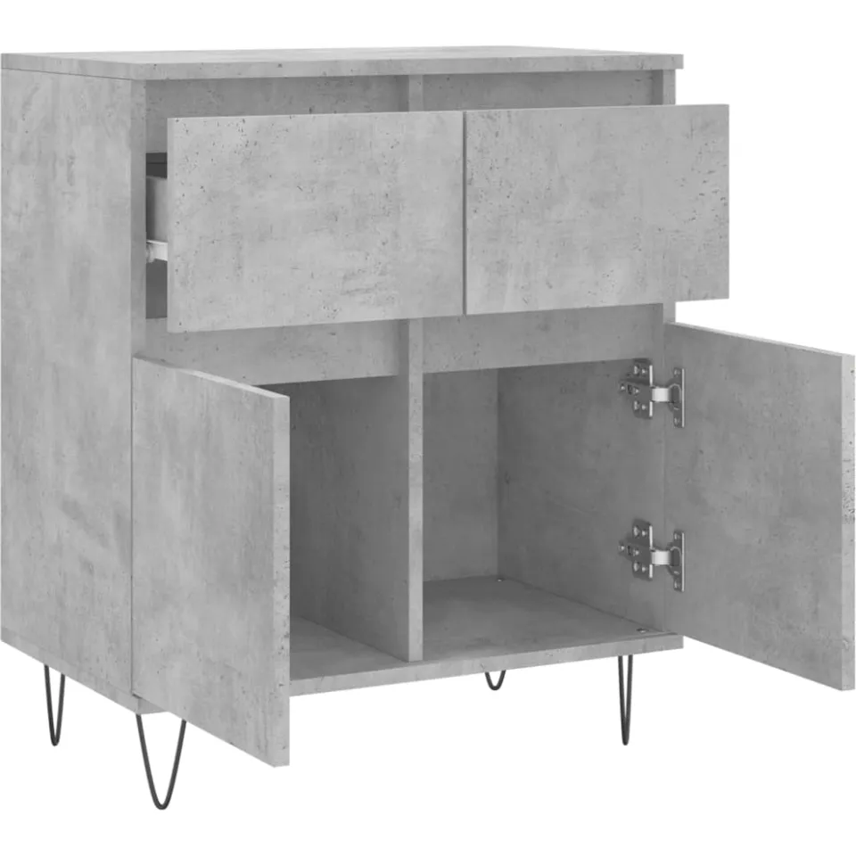 vidaXL Dressoir 60x35x70 cm bewerkt hout betongrijs grijs, foto 4