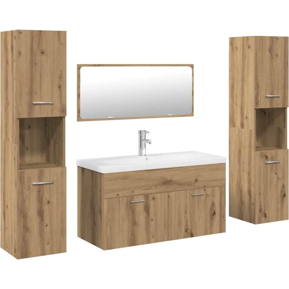 vidaXL 5-delige Badkamermeubelset bewerkt hout artisanaal eikenkleur, foto 3