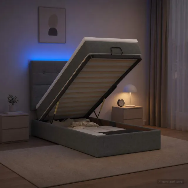 vidaXL Ottoman Bed met Matrassen en LED Donkergrijs 80 x 200 cm Stof