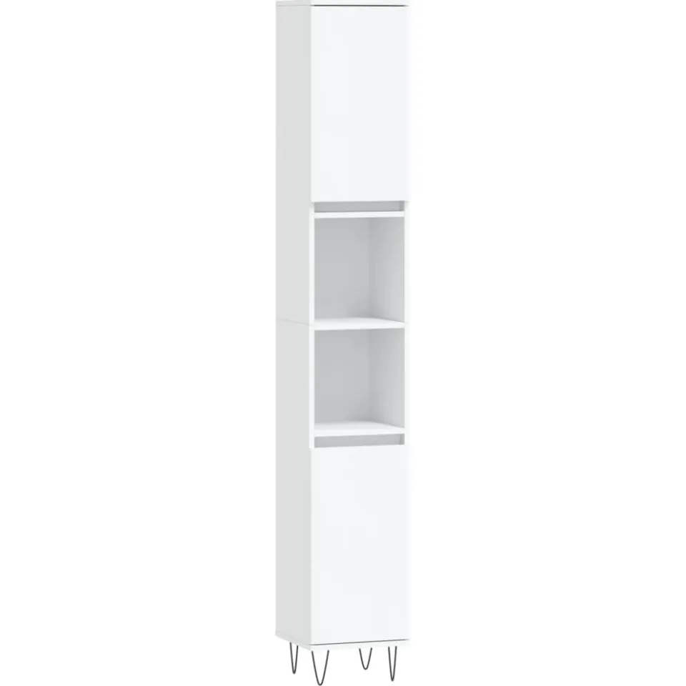 vidaXL Badkamerkast 30x30x190 cm bewerkt hout wit, foto 3