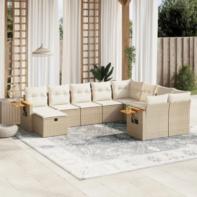 vidaXL Patio Sofa Set 9-zits Beige and Cream, foto 2