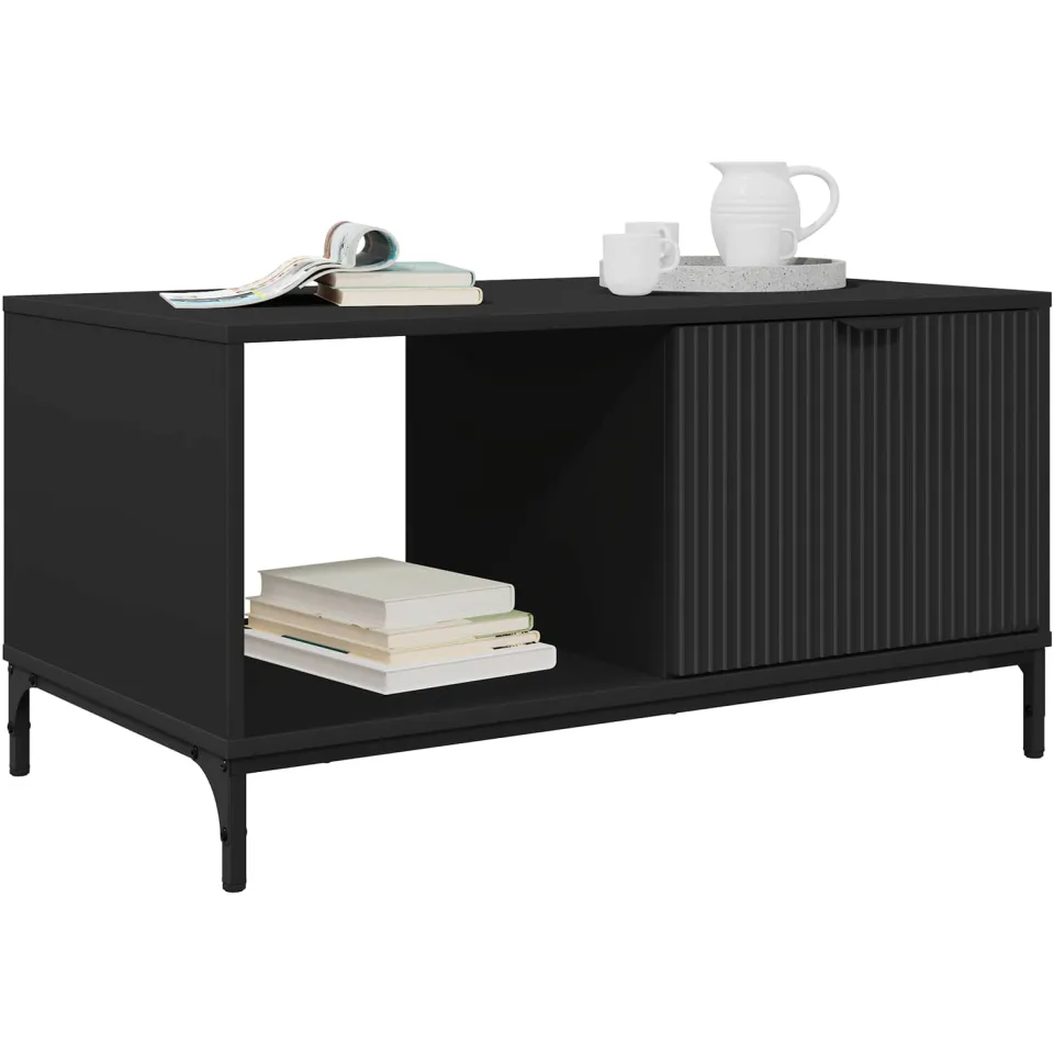 vidaXL Salontafel Zwart Eiken 90 x 49 x 46 cm Bewerkt hout