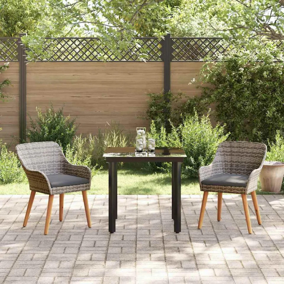 vidaXL Tuin eettafelset 3 st Grijs poly rattan, foto 3