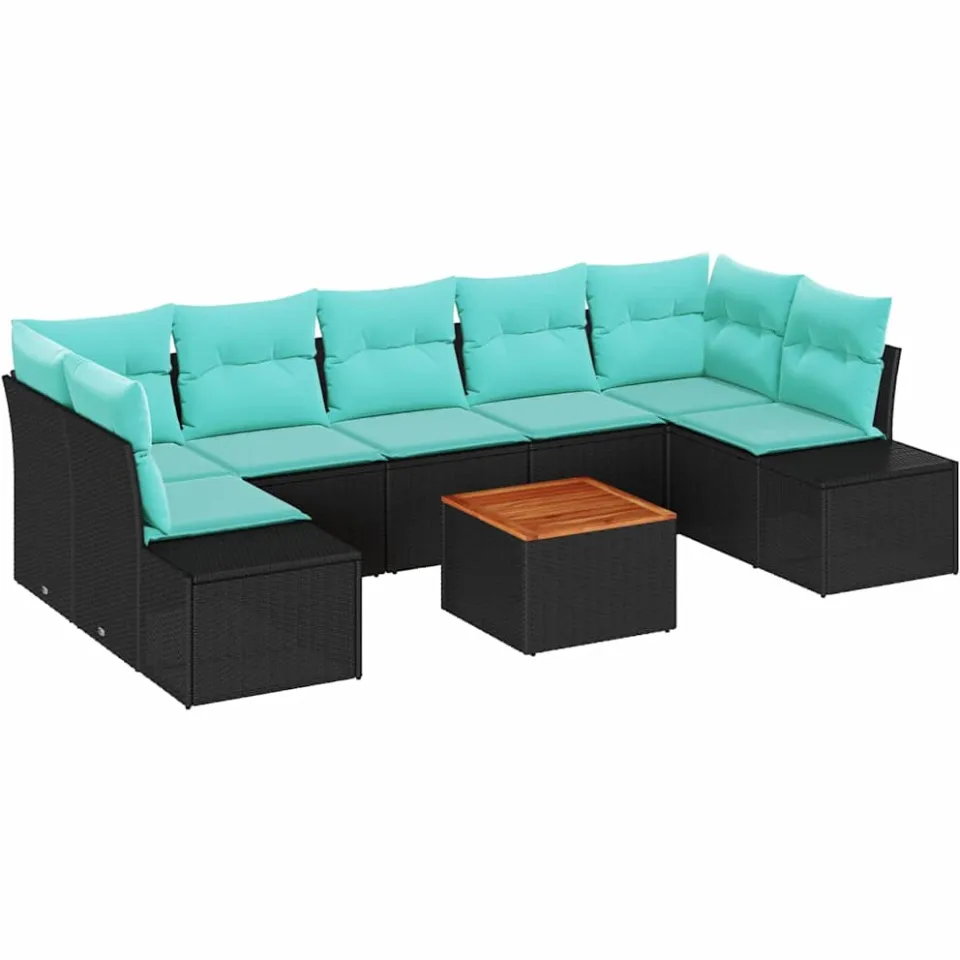 vidaXL Tuinbankenset 8 st Zwart poly rattan