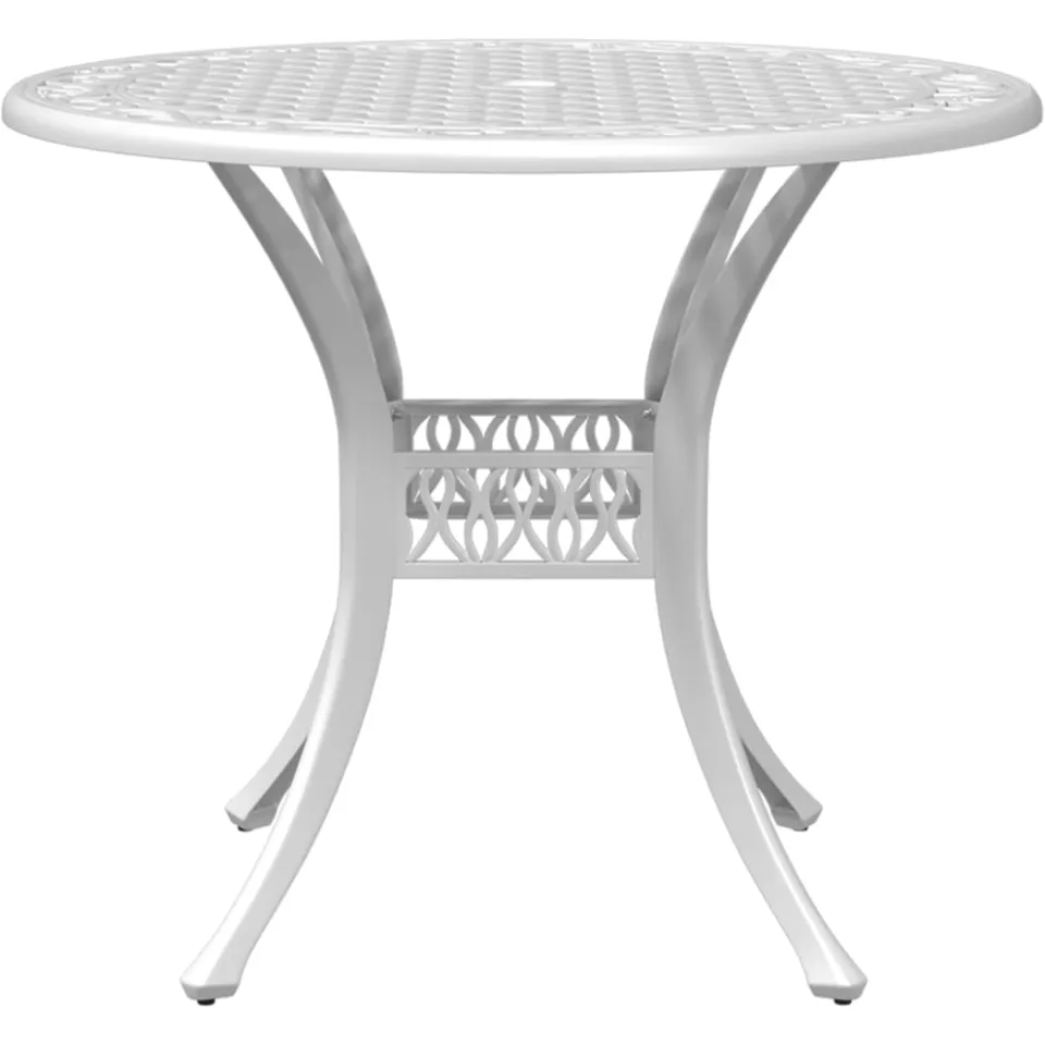 vidaXL Tuintafel Ø 90x75 cm gietaluminium wit, foto 4