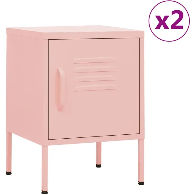 vidaXL Nachtkastjes 2 st 35x35x51 cm staal roze, foto 2