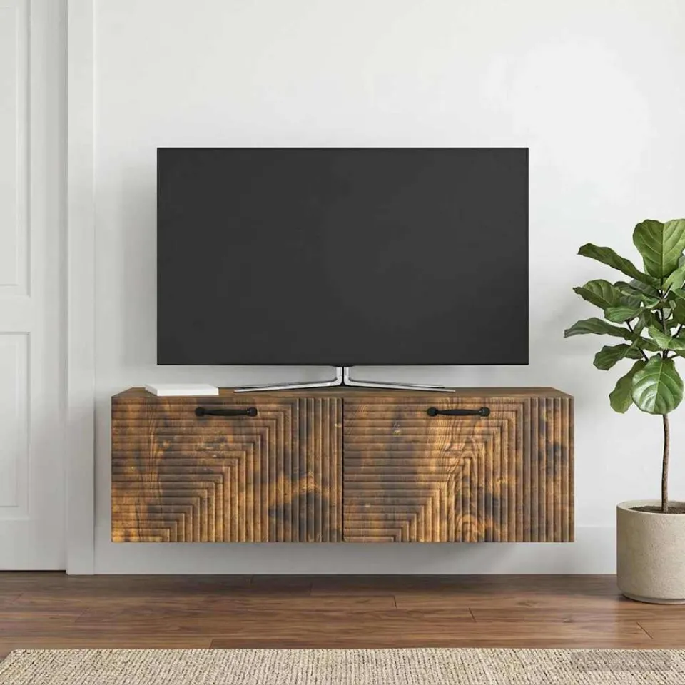 vidaXL Wandbeugel TV-kast Gerookt eiken 98 x 31 x 30 cm Bewerkt hout, foto 4