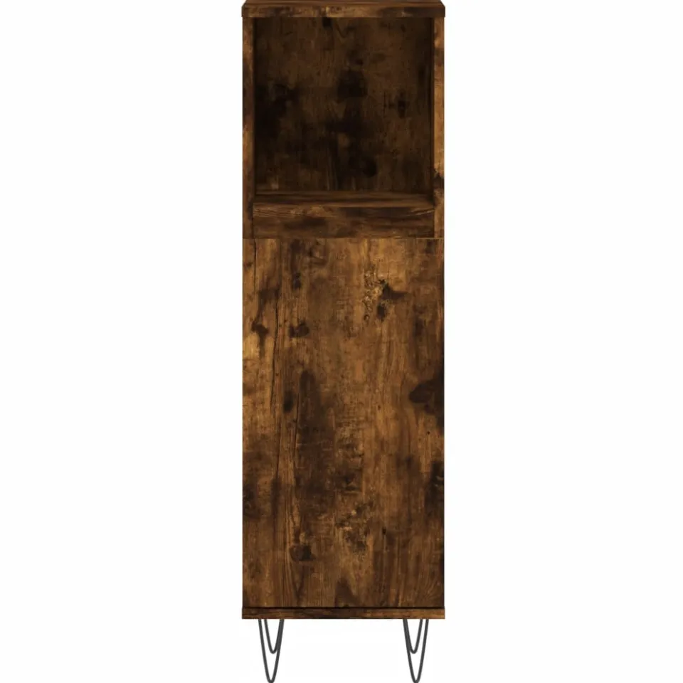 vidaXL Badkamerkast 30x30x100 cm bewerkt hout gerookt eikenkleurig Bruin