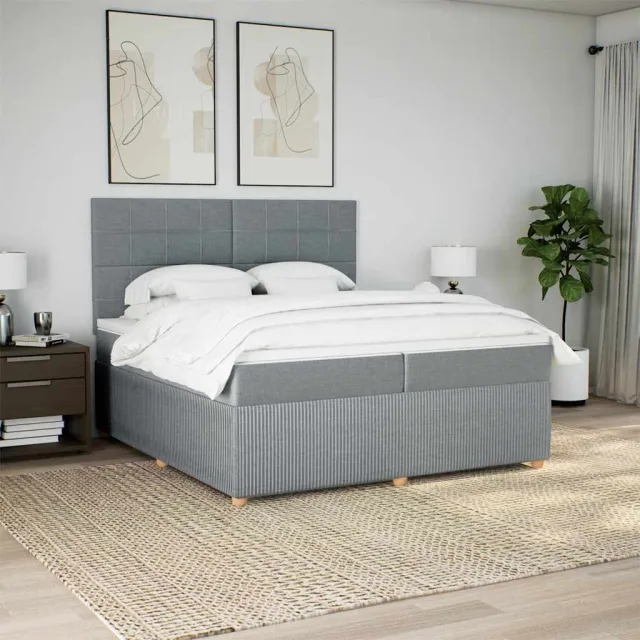 vidaXL Boxspring met matras stof donkergrijs 200x200 cm grijs