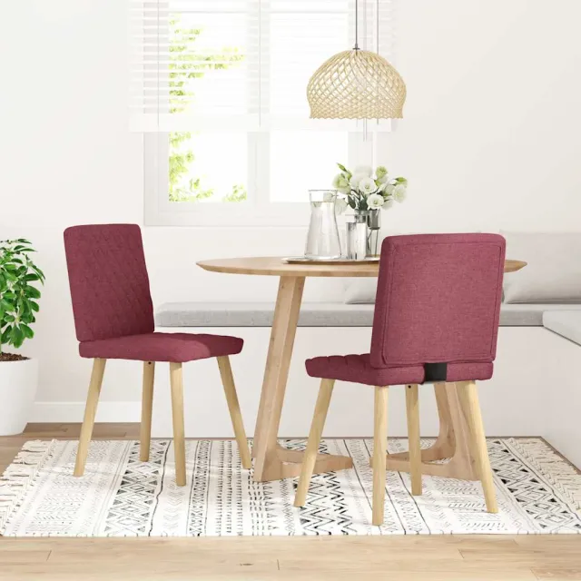 vidaXL Eetkamerstoelen 2 st stof wijnrood, foto 2