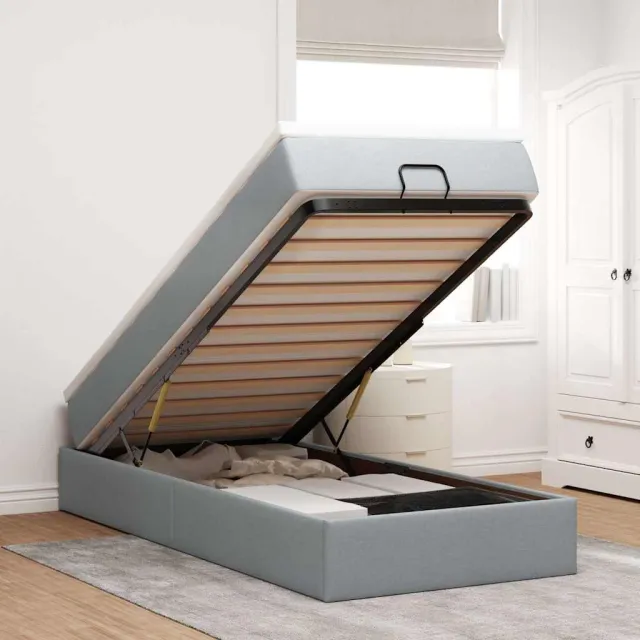 vidaXL Ottoman bed met matras 90x200cm stof lichtgrijs