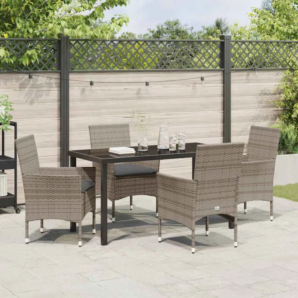 vidaXL Tuin eettafelset 5 st Grijs poly rattan, foto 3