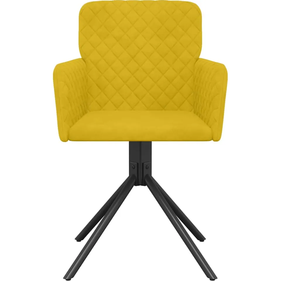 vidaXL Eetkamerstoelen draaibaar 2 st fluweel geel, foto 4