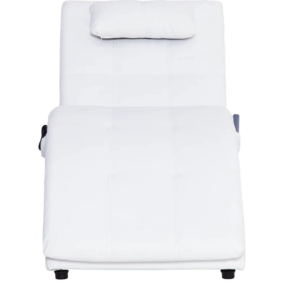 vidaXL Massage chaise longue met kussen kunstleer wit