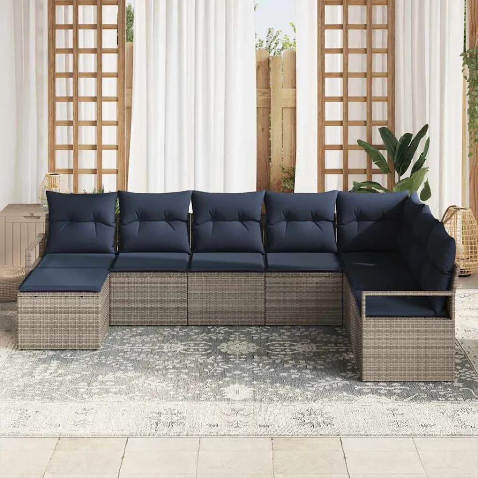 vidaXL Bankstel 8 st Grijs poly rattan, foto 2