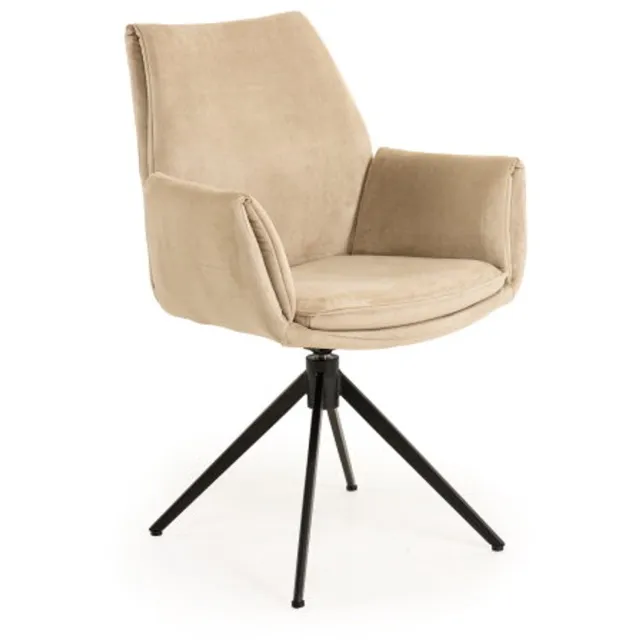 Moods Collection Eetkamerstoel Lisboa draaibaar Moon zwart - Pella sand 03