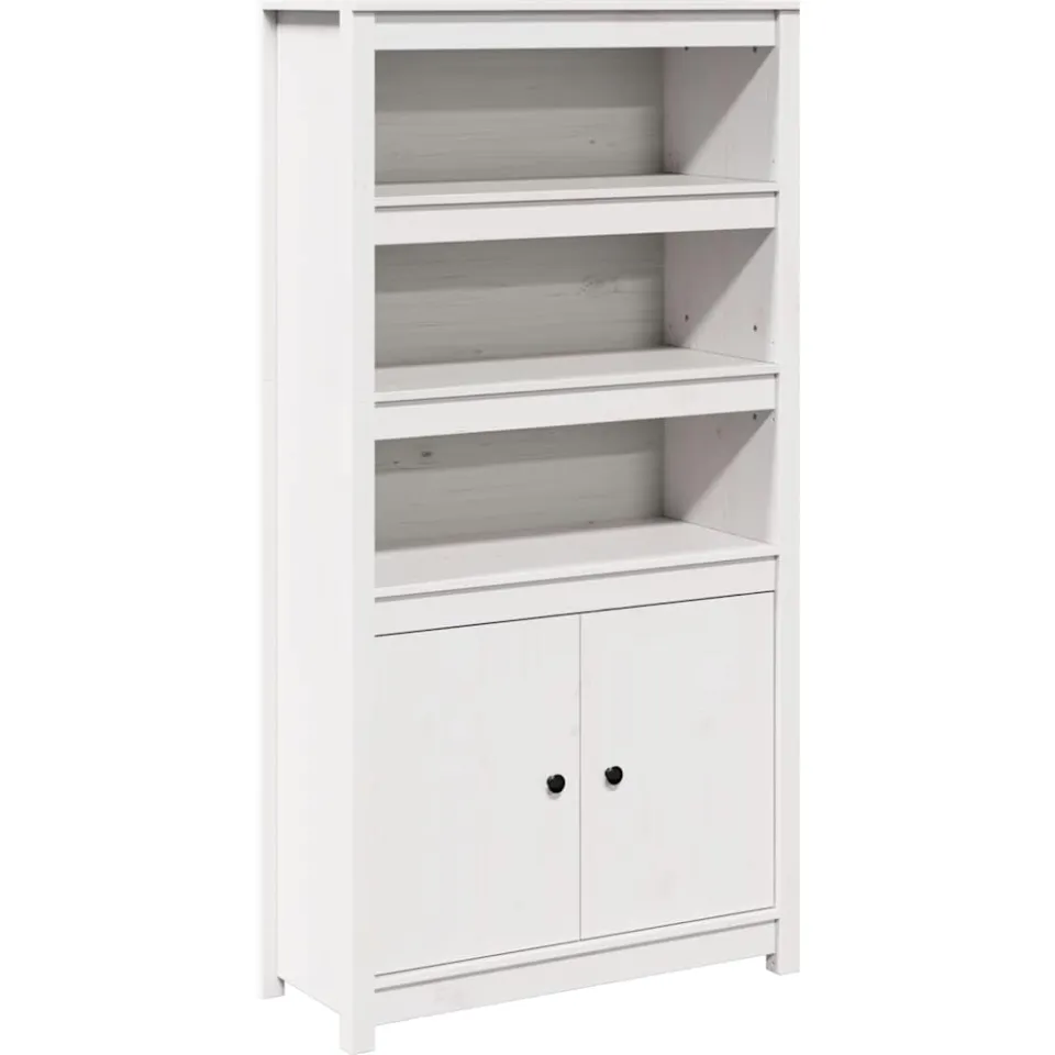 vidaXL Hoge kast 80x35x154 cm massief grenenhout wit, foto 2