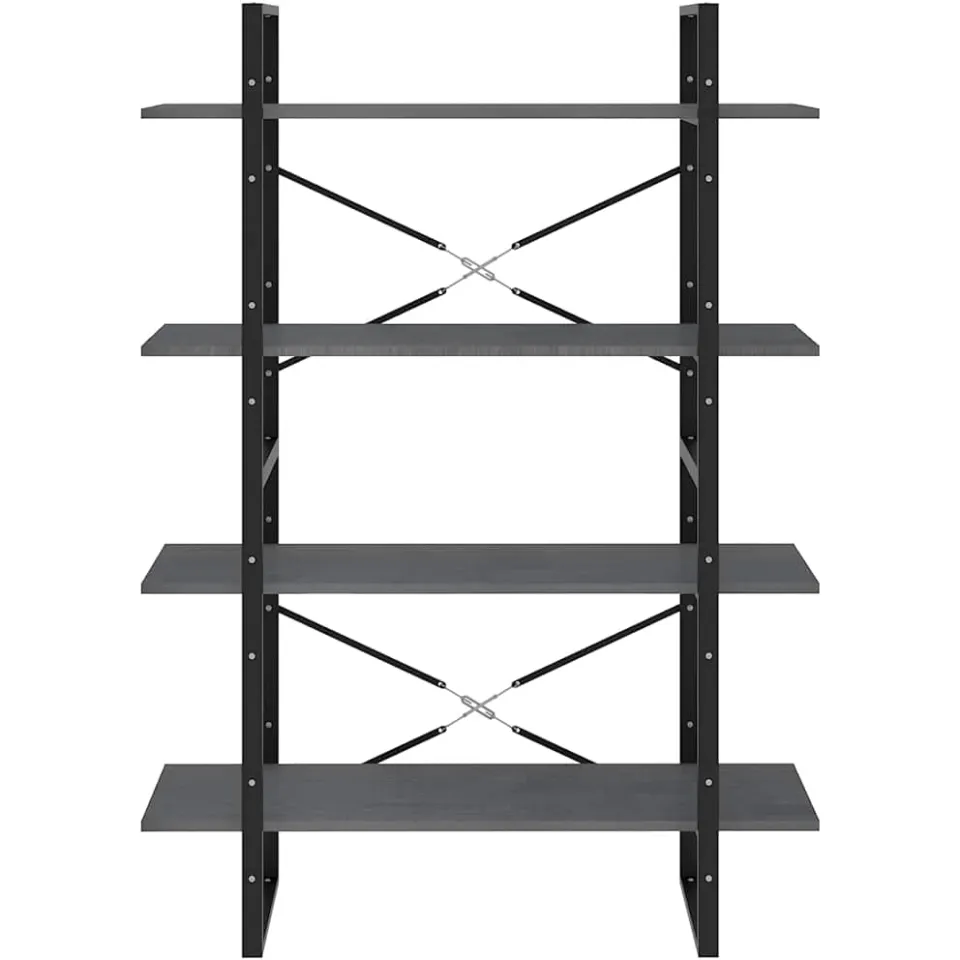vidaXL Boekenkast met 4 schappen 100x30x140 cm grenenhout grijs, foto 4