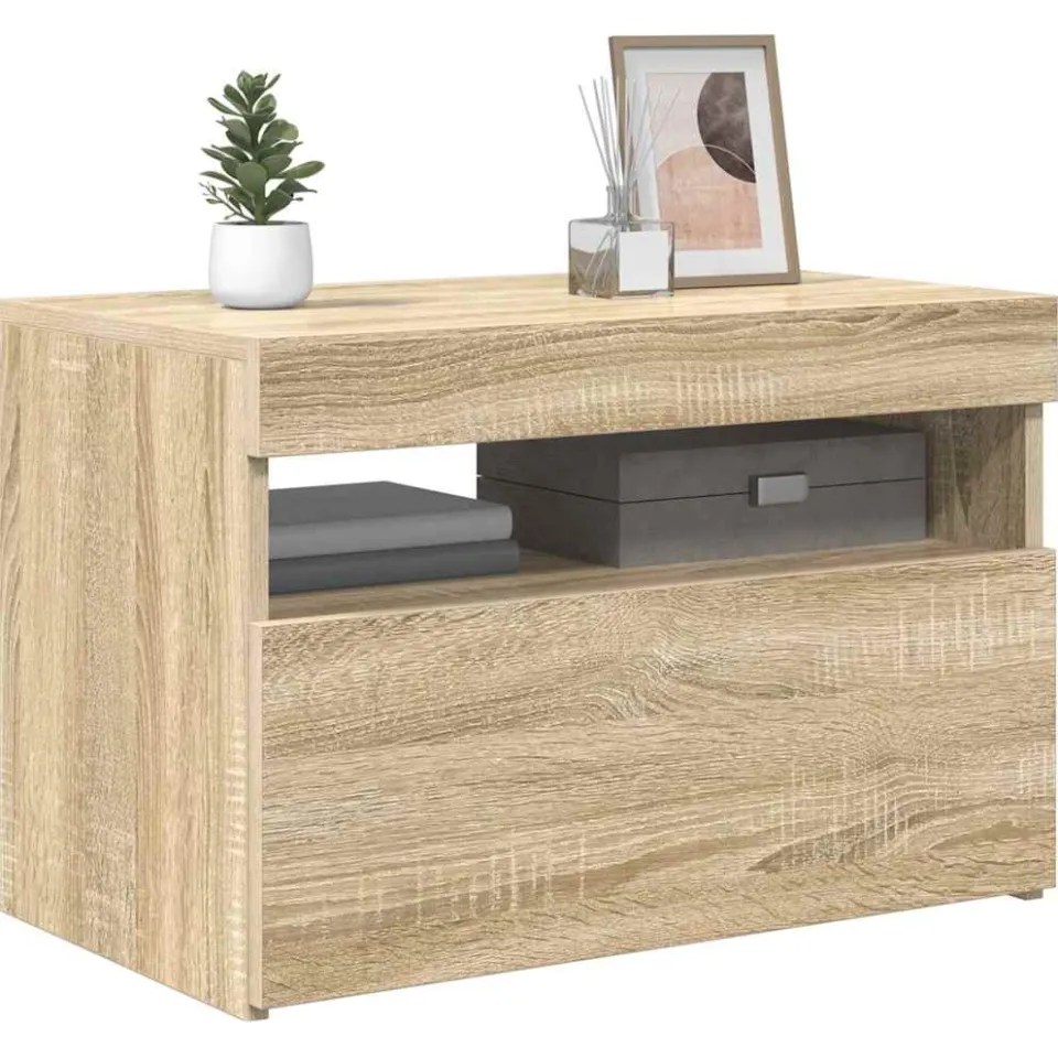 vidaXL Tv-meubel met LED-verlichting 60x35x40 cm sonoma eikenkleurig Bruin