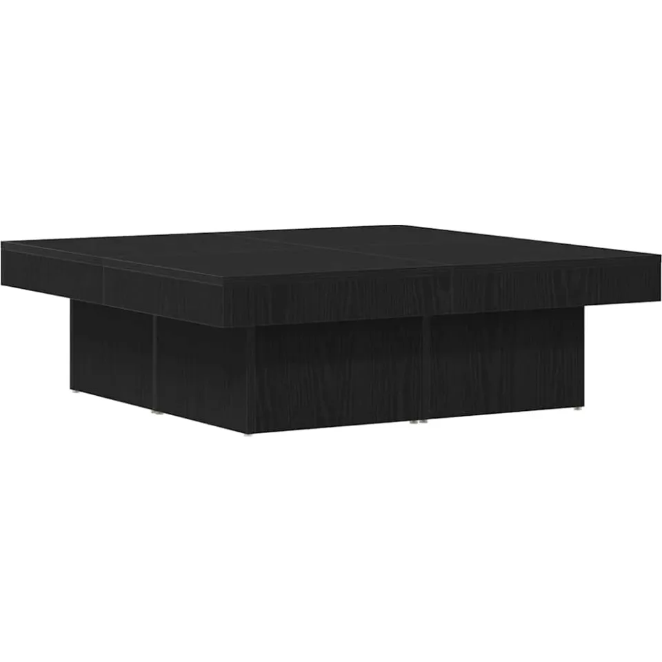 vidaXL Salontafel Zwart Eiken 90 x 90 x 28 cm Bewerkt hout, foto 3