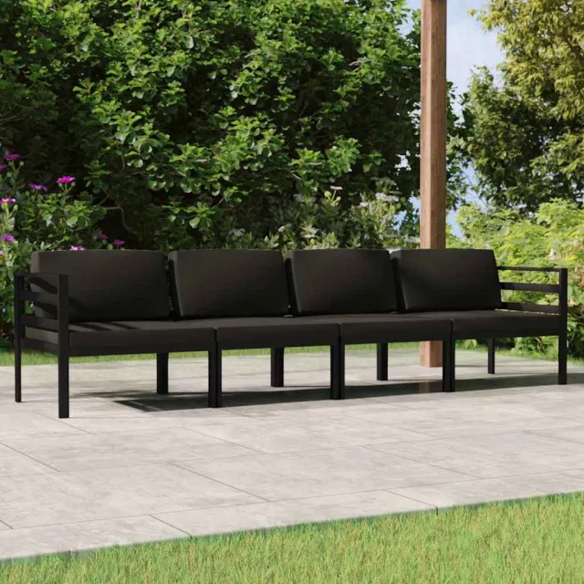 vidaXL 4-delige Loungeset met kussens aluminium antracietkleurig, foto 2