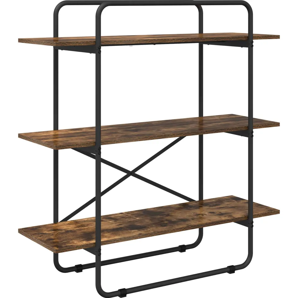 vidaXL Boekenrek 3-laags 100 x 35 x 105 cm PB Gerookt eiken, foto 3