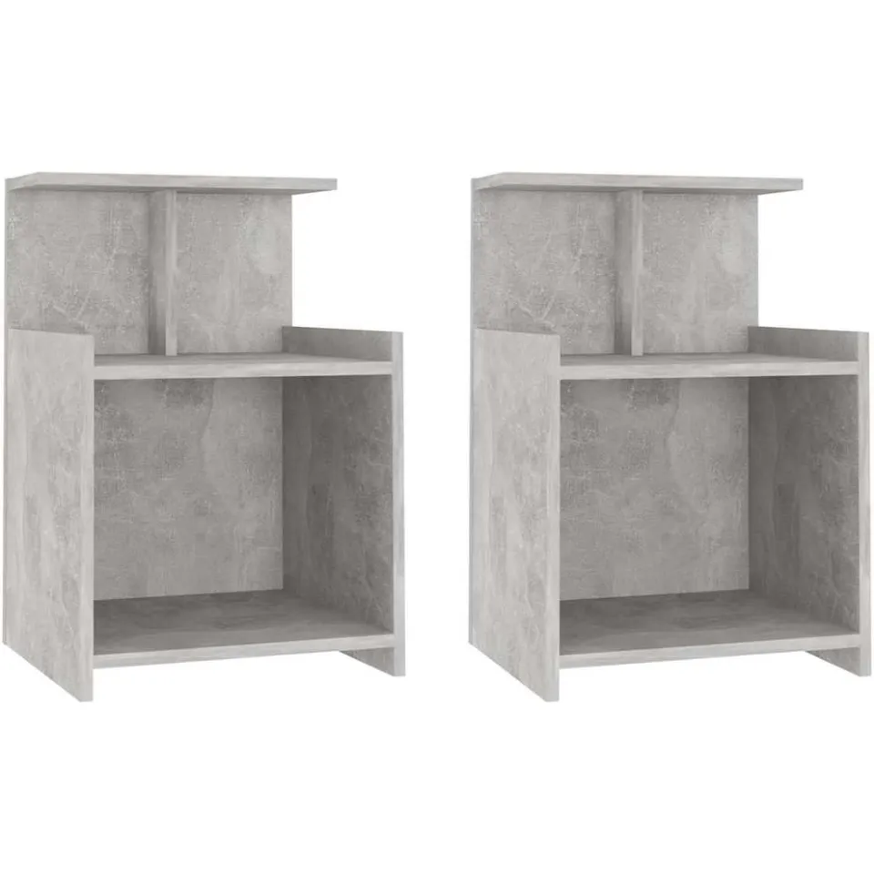 vidaXL Nachtkastjes 2 st 40x35x60 cm bewerkt hout betongrijs grijs, foto 3