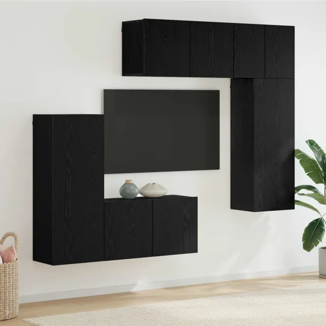 vidaXL TV-wandmeubel 5 st 100 x 30 x 41 cm Zwart eiken, foto 2