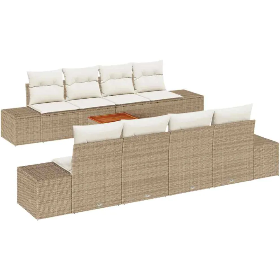 vidaXL Tuinbankenset 9 st Beige poly rattan