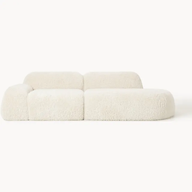 Westwing Collection Modulaire teddy chaise Wolke (3-zits) Wit