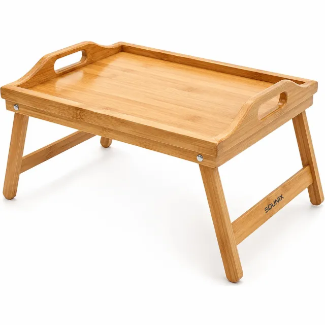 Sounix Bedtafel - 50x30x25cm - Laptoptafel - Inklapbaar - Banktafel - Ontbijttafeltje - Bamboe