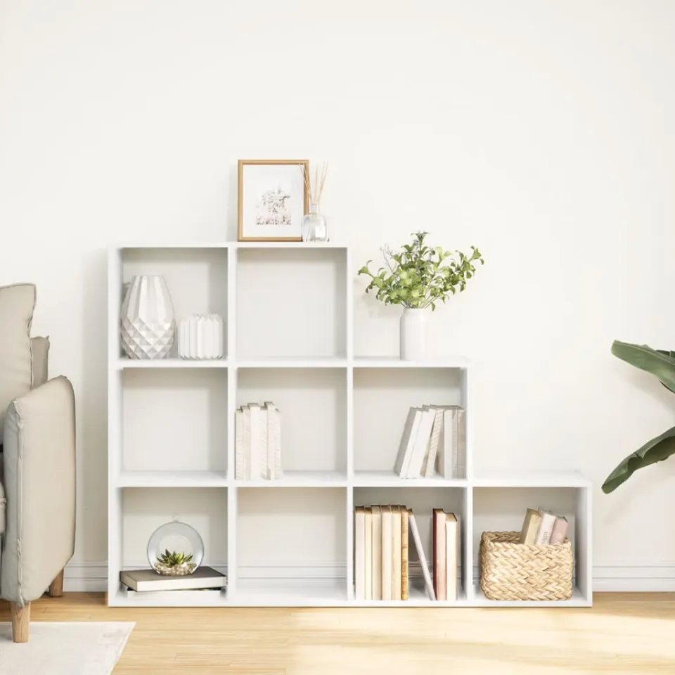 vidaXL Kamerscherm / boekenkast 3-laags 137,5x29x103,5 cm hout wit, foto 3