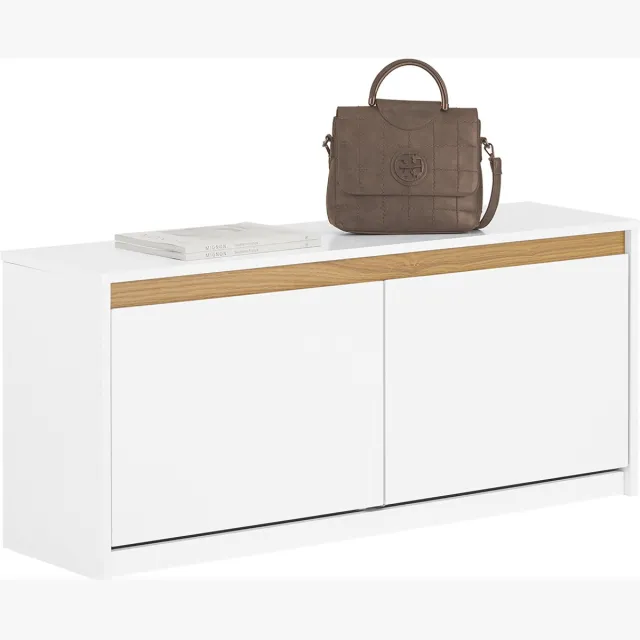 SoBuy FSR171-W Schoenenbank - Witte Opbergbank met 2 Kleppen