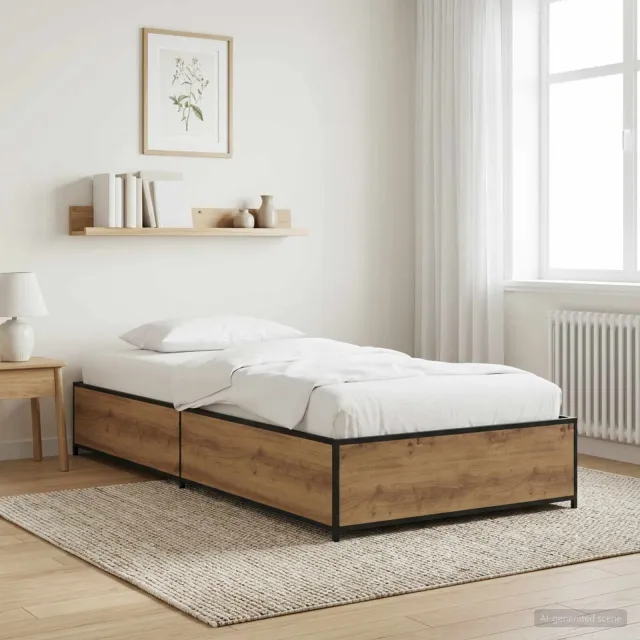 vidaXL Bedframe Artisanaal eiken 80 x 200 cm Bewerkt hout Bruin